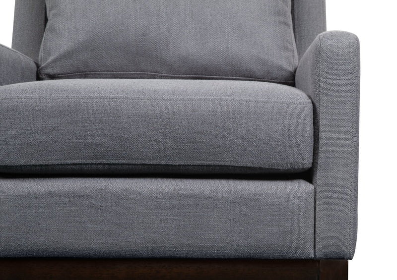 Adel 28.5\" Linen-Look Fabric Accent Chair with Wood Base - Dark Grey