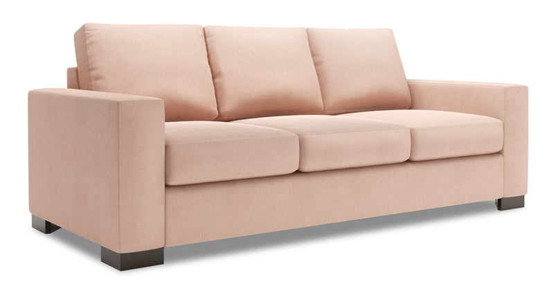 Made in Canada Customizable Sofa Lab Track 85\" Linen-Look Fabric Sofa with Track Arms - Pax Rose Pink