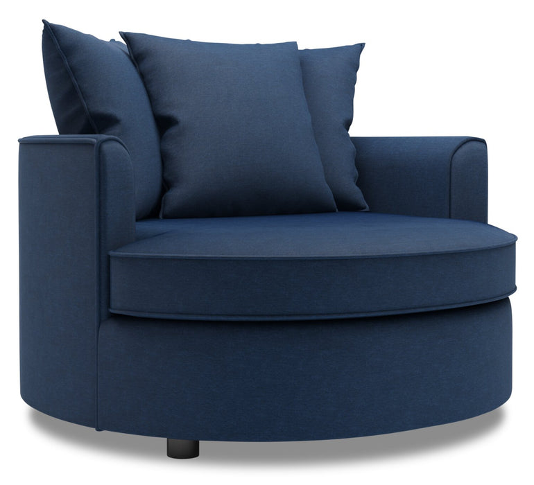 Made in Canada Sofa Lab Customizable Cuddler 48\" Linen-Look Fabric Accent Chair - Pax Navy Blue