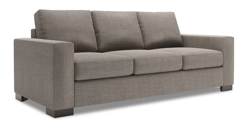 Made in Canada Customizable Sofa Lab Track 85\" Linen-Look Fabric Sofa with Track Arms - Luna Smoke Grey