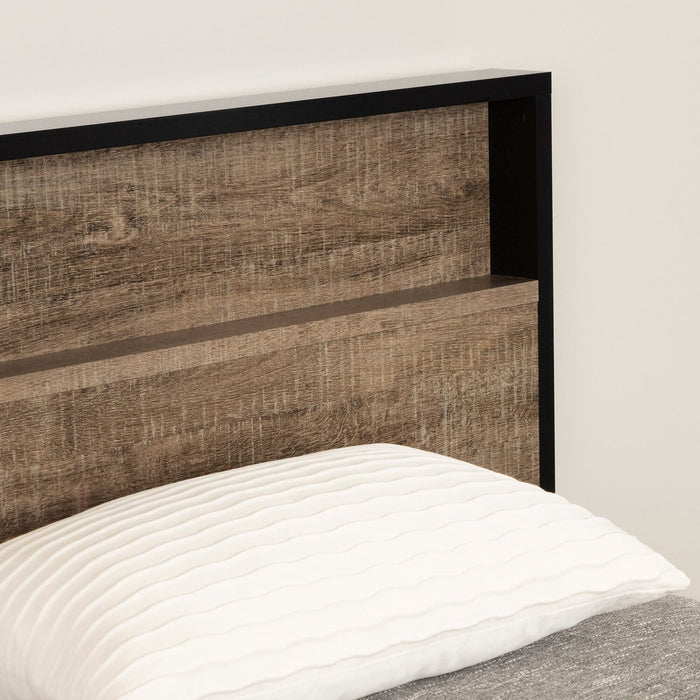 Everley Platform Bed Set with Panel Headboard, Built-in Storage & Baskets, Two-Tone - Full Size