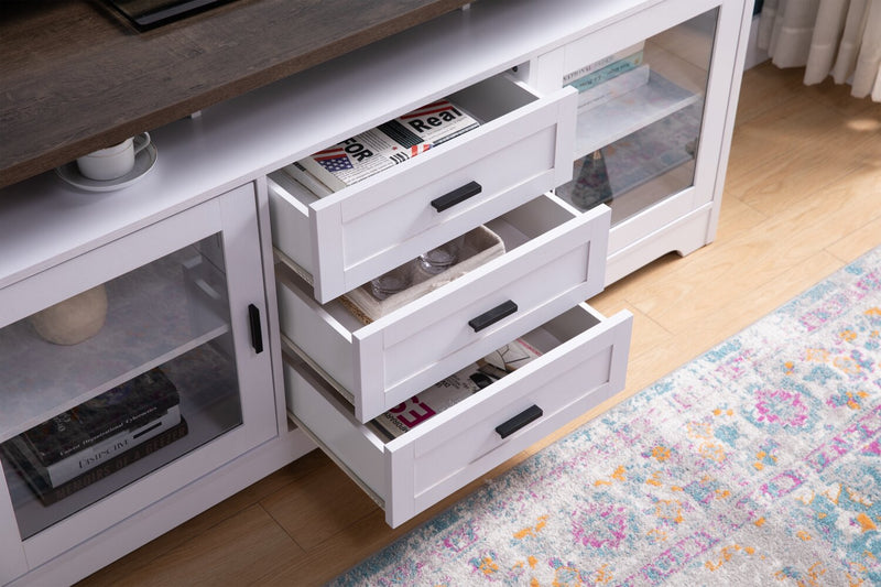 Melody 60\" TV Stand with Storage and Cable Management for TVs up to 65\"- White