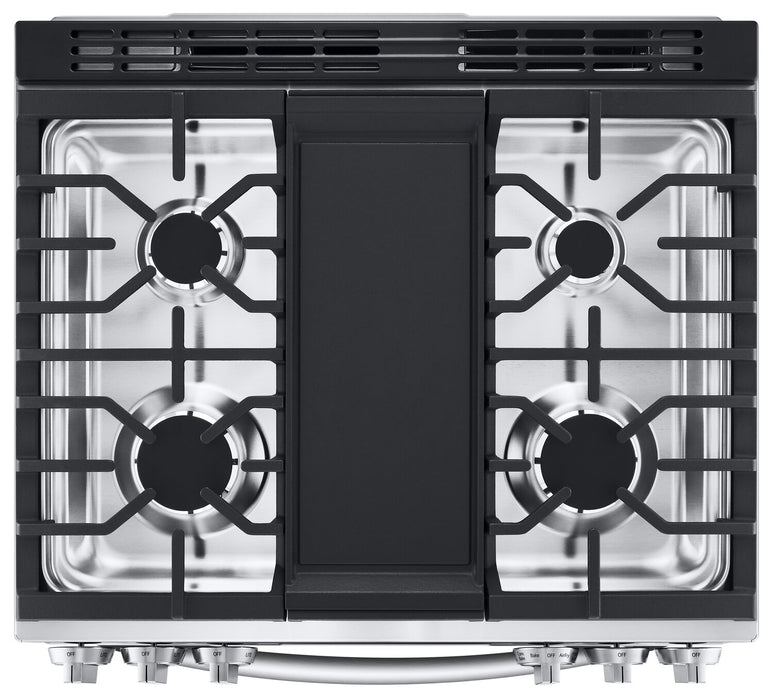 LG 6.3 Cu. Ft. Smart Gas Range with Instaview and ProBake Convection® - Smudge Proof Stainless Steel - LSGL6335F