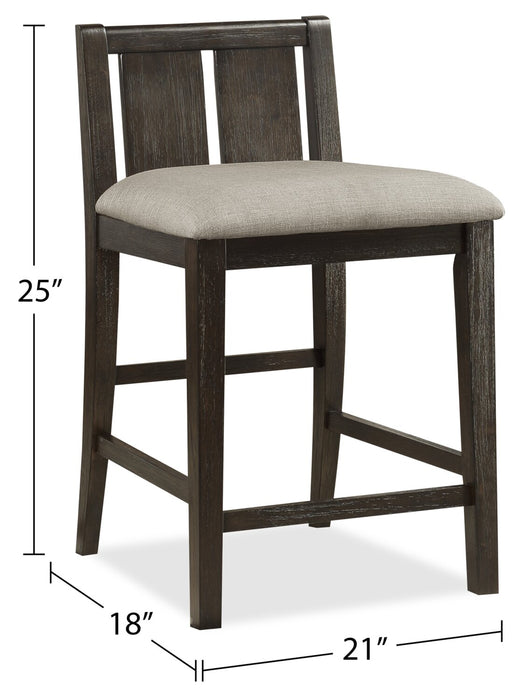 Lane 3pc Counter-Height Dining Set with Table & 2 Chairs, Built-in Shelves & USB, 36.5\"W - Brown