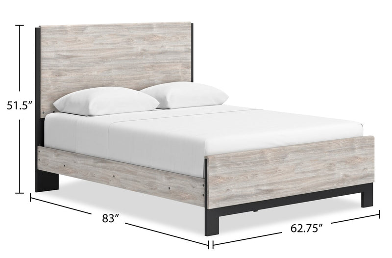 Zen Panel Bed, Light Grey - Queen Size