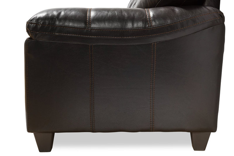 Made in Canada Addison 86\" Leather-Look Fabric Sofa with Removable Seat Cushion and Tufting - Blackberry Black