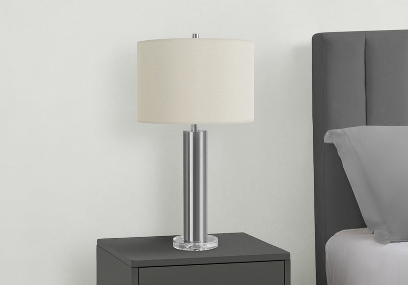 28\" Nickle Metal with Acrylic Base Table Lamp