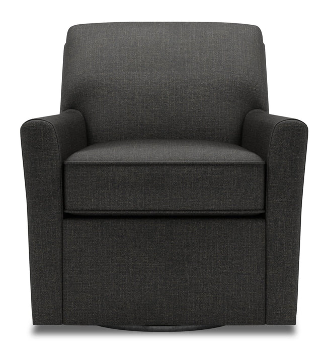 Made in Canada Sofa Lab Customizable Swivel 31\" Linen-Look Fabric Accent Chair - Luna Kohl Grey
