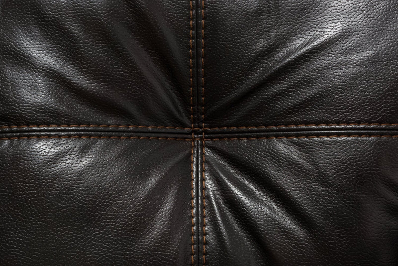 Made in Canada Addison 86\" Leather-Look Fabric Sofa with Removable Seat Cushion and Tufting - Blackberry Black