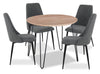 ["Miya 5pc Dining Set with Table & 4 Chairs, Acacia Wood, Metal, 36\"W Round - Charcoal"]