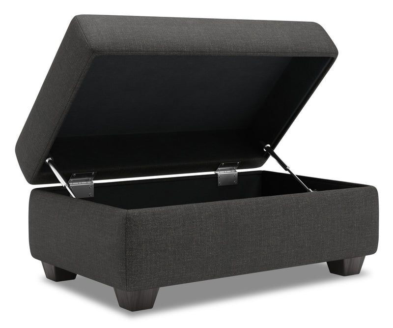 Made in Canada Customizable Sofa Lab The Trunk 39\" Linen-Look Fabric Storage Ottoman - Luna Kohl Grey