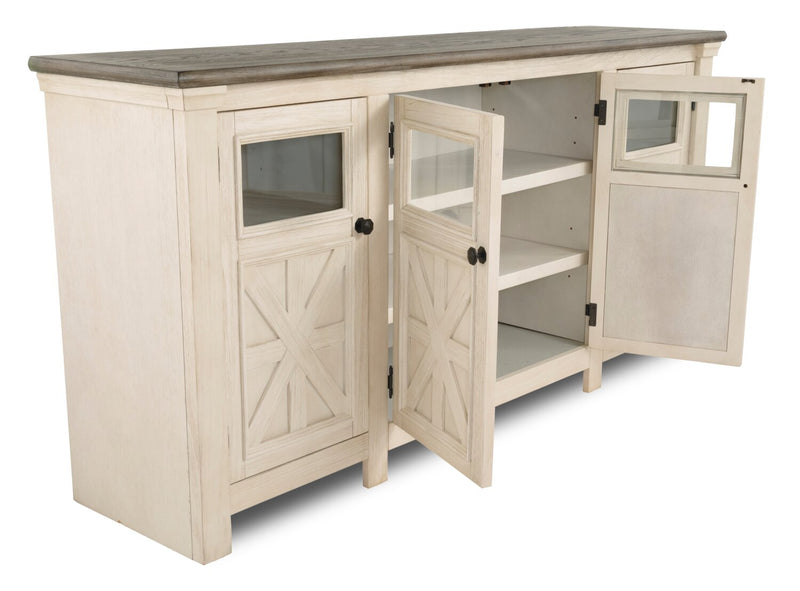 Bolanburg 75\" Rustic TV Stand with Storage and Cable Management for TVs up to 85\"- Antique White 