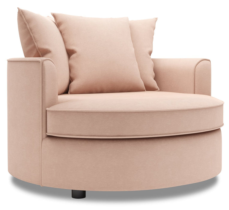 Made in Canada Sofa Lab Customizable Cuddler 48\" Linen-Look Fabric Accent Chair - Pax Rose Pink