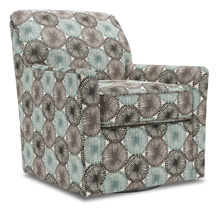 Made in Canada Sofa Lab Customizable Swivel 31\" Fabric Accent Chair - Midnight Multicolour