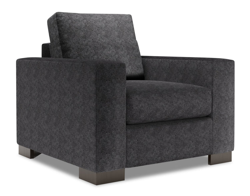 Made in Canada Sofa Lab Customizable Track 38\" Chenille Fabric Chair - Luxury Charcoal Grey