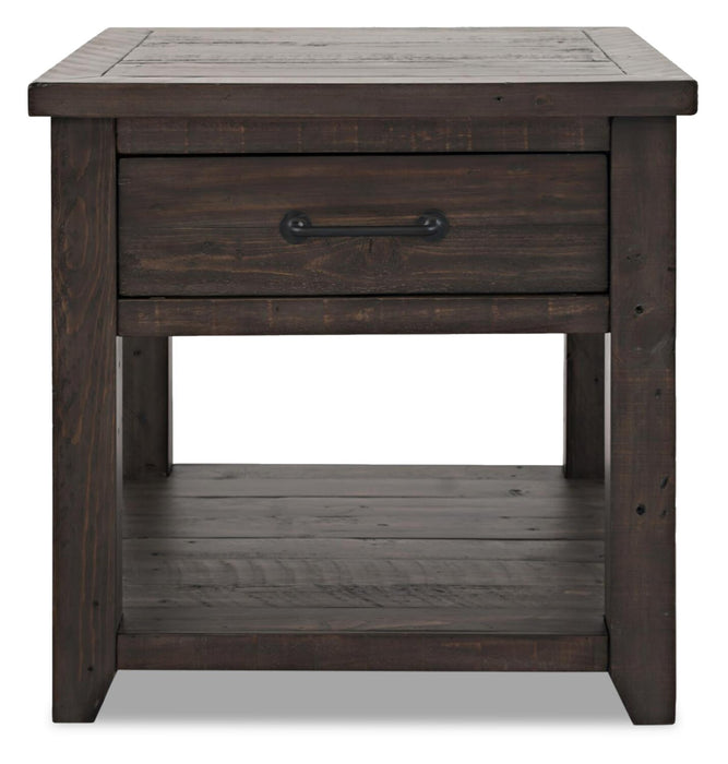 Morgan 24\" Rustic End Table with Storage and Shelf - Dark Brown with Reclaimed Wood