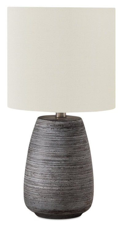 19" Grey Textured Ceramic Table Lamp|Lampe de table de 19 po en céramique texturée grise