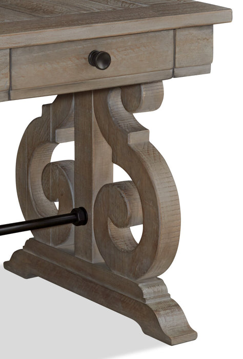 Tinley Park 22\" Traditional End Table with Storage - Grey-Brown Pine with Scroll Design Base