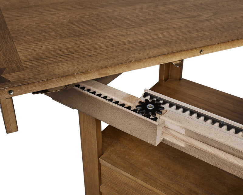 Dena Counter-Height Dining Table with 42-60\"W Extension, Round  - Oak Brown