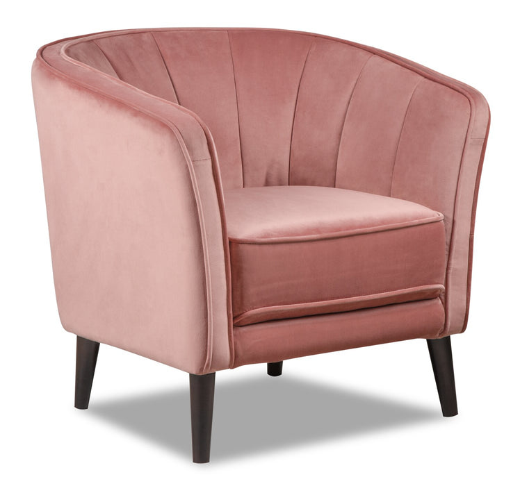 Brinley 29\" Velvet Fabric Accent Chair with Wood Legs - Pink