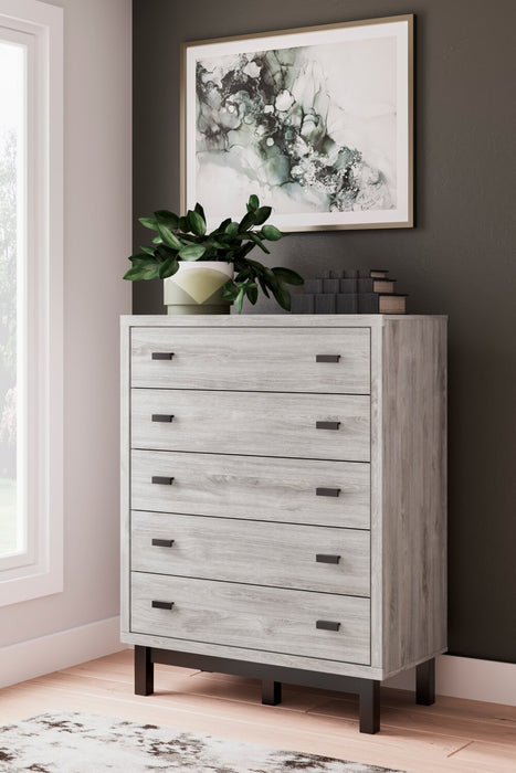 Zen Bedroom Chest of Drawers, 5-Drawer, 44.7\"W x 52.5\"H - Grey