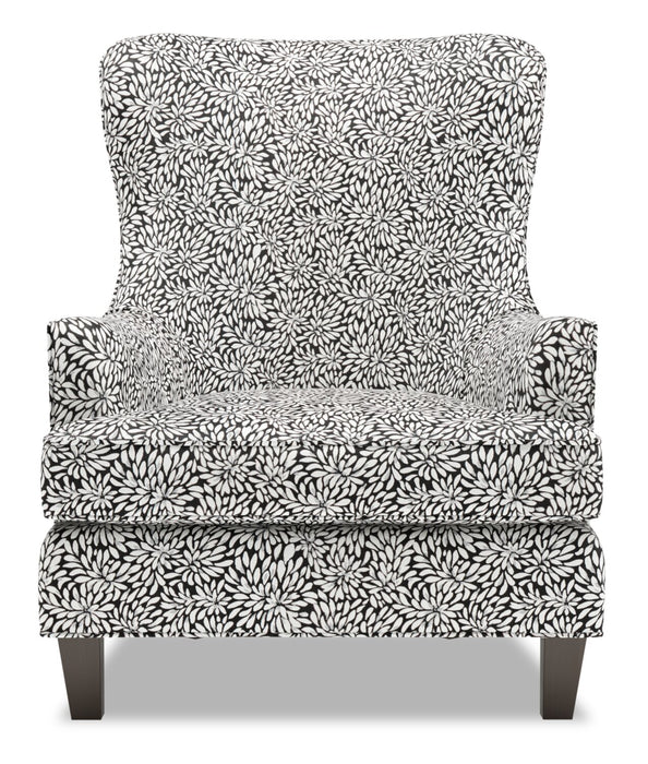 Made in Canada Sofa Lab Customizable Wingback 32\" Fabric Accent Chair - Onyx Multicolour