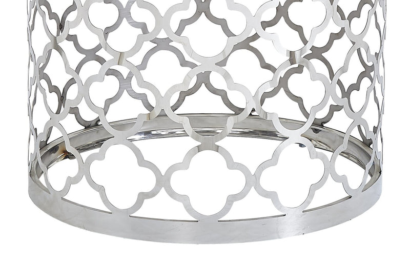 Belle 19.75\" Glam Round End Table - White Marble Top with Stainless Steel Base