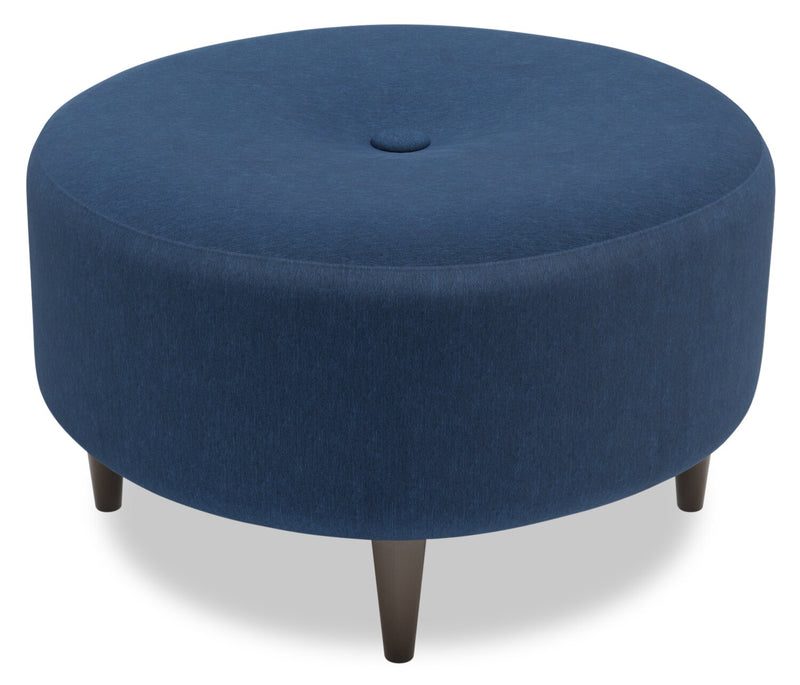 Made in Canada Customizable Sofa Lab The Curve 31\" Linen-Look Fabric Ottoman - Pax Navy Blue