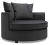Made in Canada Sofa Lab Customizable Cuddler 48\" Linen-Look Fabric Accent Chair - Pax Pepper Grey