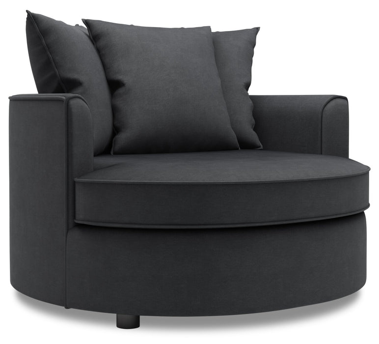 Made in Canada Sofa Lab Customizable Cuddler 48\" Linen-Look Fabric Accent Chair - Pax Pepper Grey