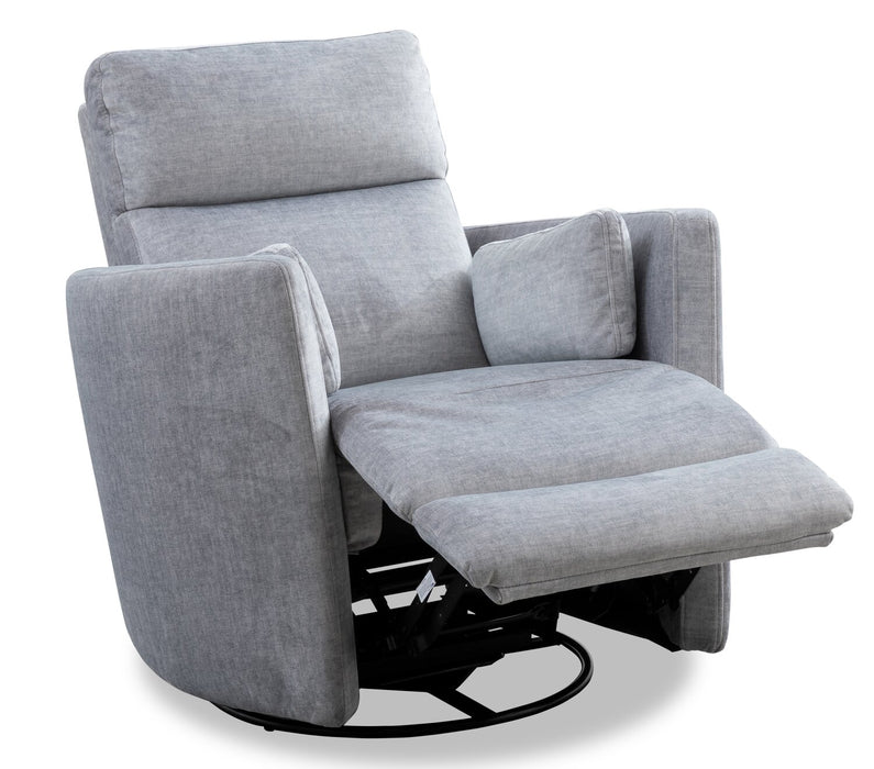 Ember 36\" Fabric Swivel Power Reclining Chair - Silver Cotton