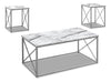 Kasey 42.25\" Modern 3-Pack Coffee + 2 End Tables - White Marble Look with Grey Metal Base