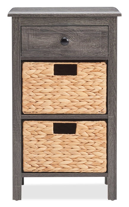 Jon 15.5\" Chairside Table with 2 Baskets & Drawer - Distressed Grey