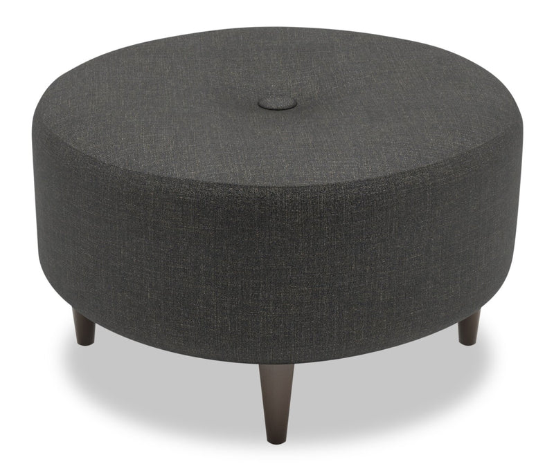 Made in Canada Customizable Sofa Lab The Curve 31\" Linen-Look Fabric Ottoman - Luna Kohl Grey
