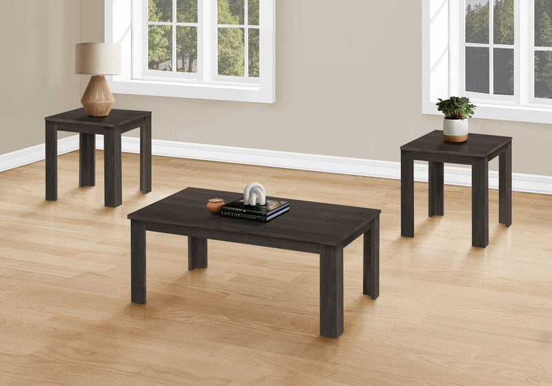 Remy 44\" Traditional 3-Pack Coffee + 2 End Tables - Black Brown 