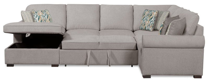Scott Living Haven 3-Piece Left-Facing Chenille Fabric Sleeper Sectional with Storage Chaise - Grey