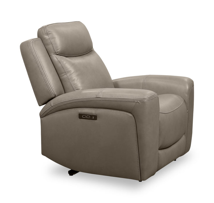 Scott Living Prescott 42.5\" Genuine Leather Power Reclining Chair with Power Headrest - Grey