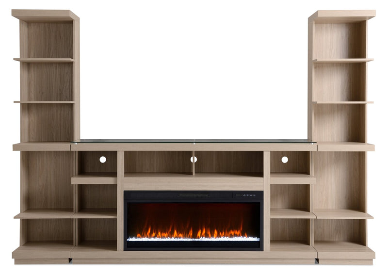 Axel 74\" 3-Piece Entertainment Centre with Electric Fireplace and Storage for TVs up to 85\"- Taupe