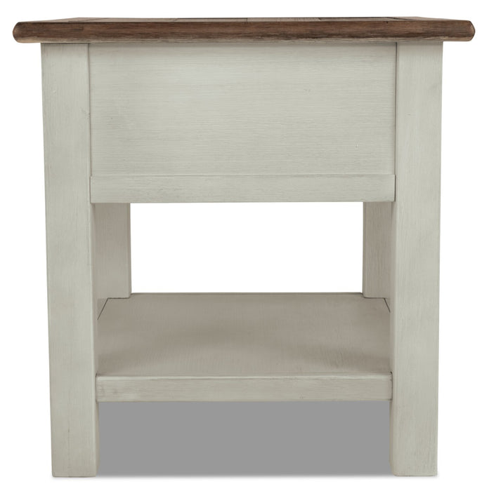 Colby 24\" Rustic End Table with Storage and Shelf - Two Tone Wood
