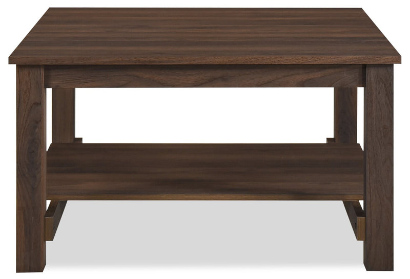Jordi 31.5\" Traditional Coffee Table with Shelf - Brown Walnut Finish Wood