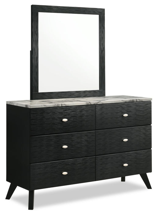 Atlas Bedroom 6-Drawer Dresser, 60.2\"W x 36.8\"H, Mid-Century Modern - Black