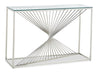 Andreas 47\" Modern Glass Top Sofa Table - Silver with Chrome Metal Base
