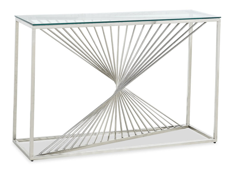 Andreas 47\" Modern Glass Top Sofa Table - Silver with Chrome Metal Base
