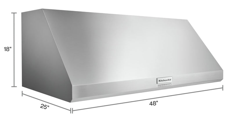 KitchenAid 48\" Commercial-Style Wall-Mount Canopy Range Hood - KVWC908KSS
