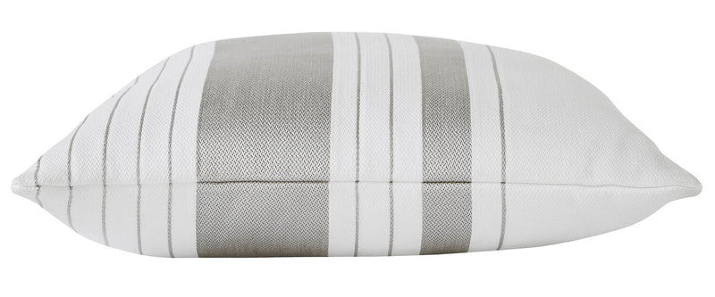 Indoor/Outdoor Striped Accent Pillow - White and Grey 