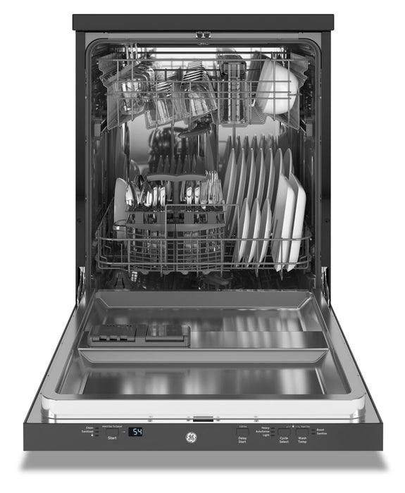 GE 24\" 54 dBA Portable Top-Control Dishwasher with Piranha Hard Food Disposer - Stainless - GPT225SSLSS