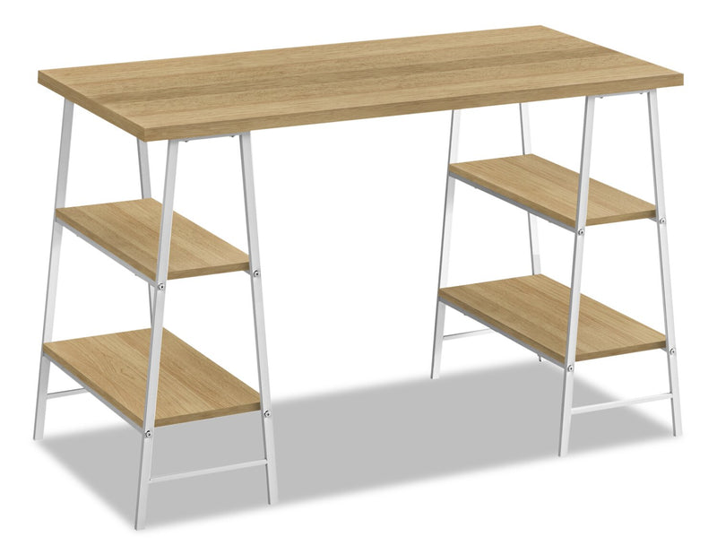 Jonnie 47.25\" Office Desk with Sawhorse-style Legs - Natural
