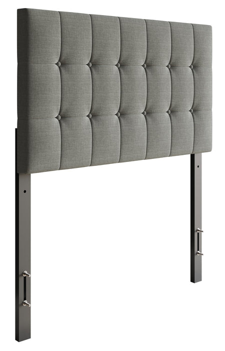 Ellis Upholstered Headboard in Grey Fabric, Button Tufted - Twin Size