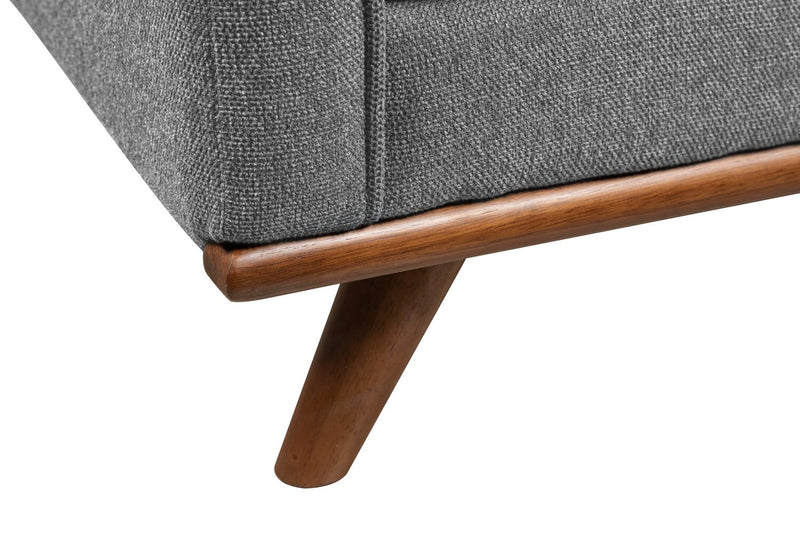 Kort & Co. Kassia 40.9\" Linen-Look Fabric Chair with Wood Base and Legs - Grey