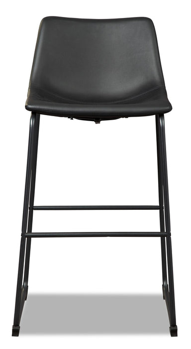 Cole Barstool with Vegan Leather Fabric, Metal - Black